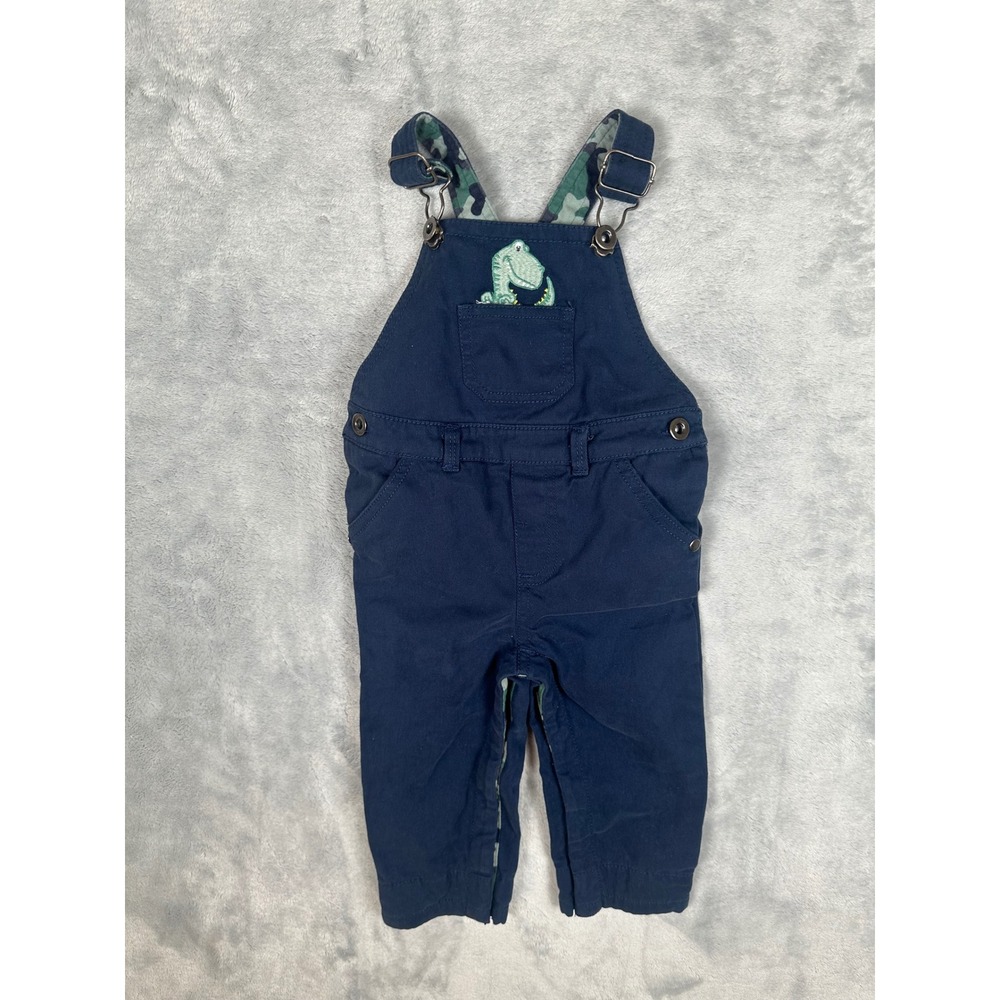 Tommy Bahama Baby Boys Navy Blue Dinosaur Camo Lined Overalls 6-9M